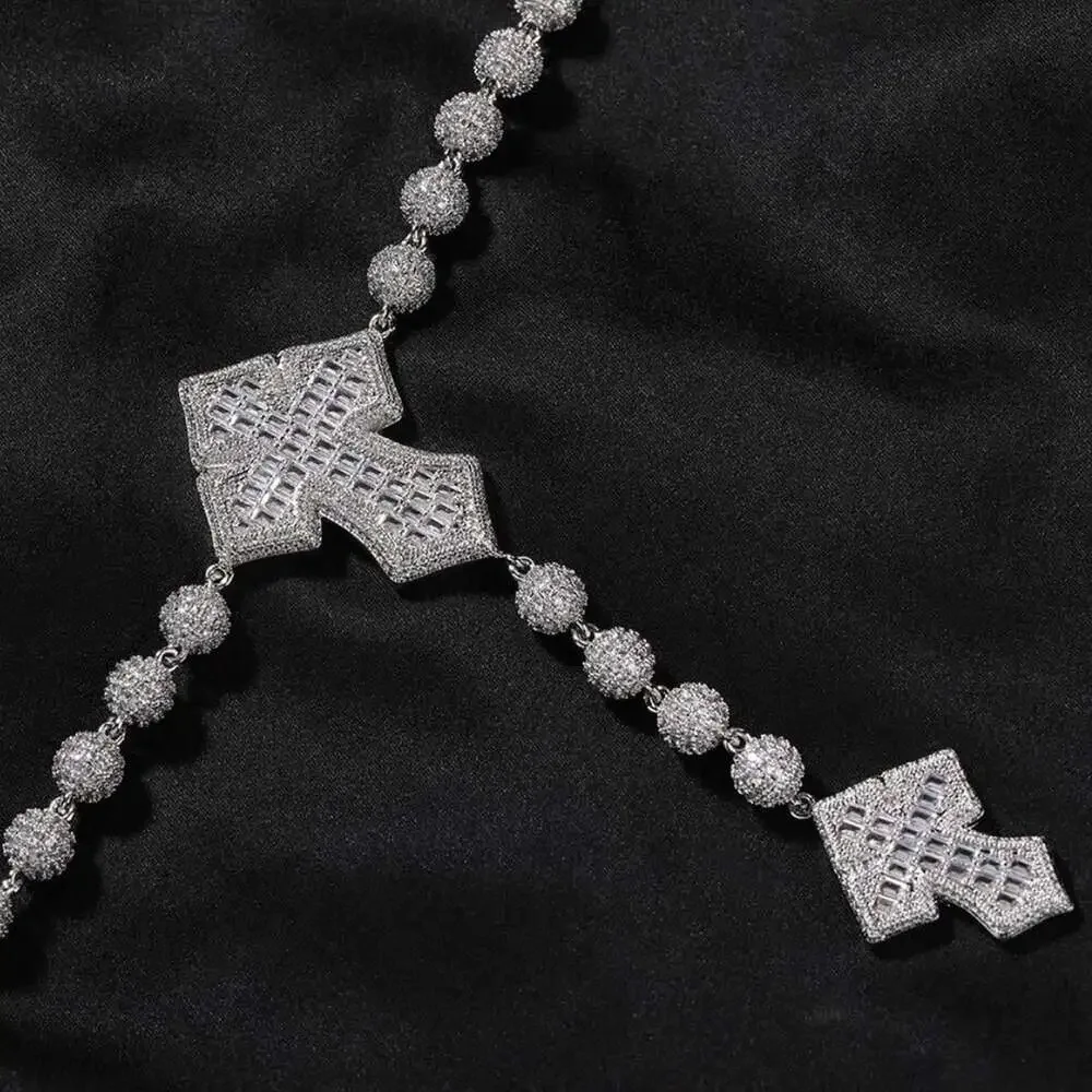 Silver Cross Necklace With Zirconia 89 D 6